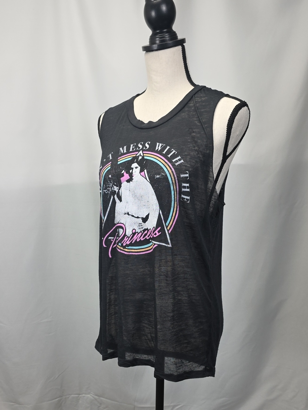 Star Wars Black Graphic Tank Top with Pastel Accents Medium